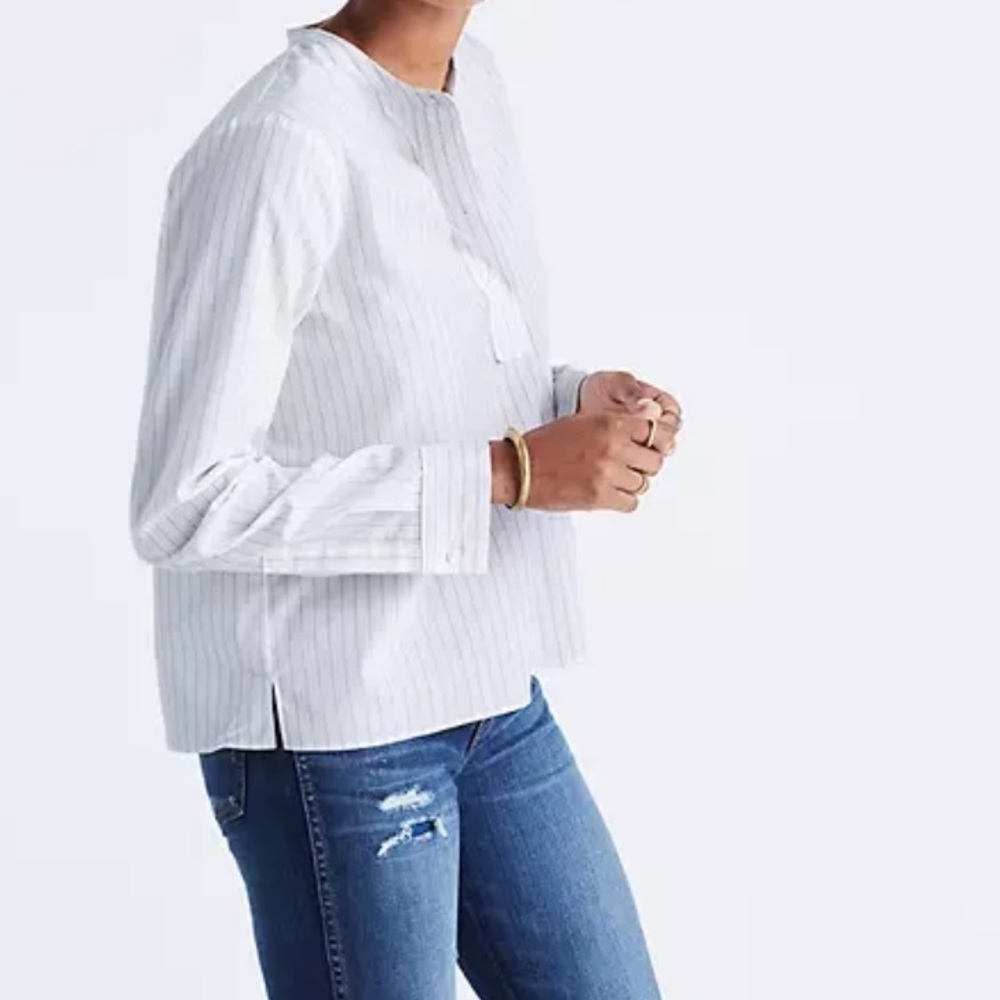 Madewell Striped Slightly Cropped Pullover Blouse